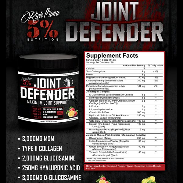 rich piana 5 percent nutrition joint defender maximum joint support collagen full nutritional