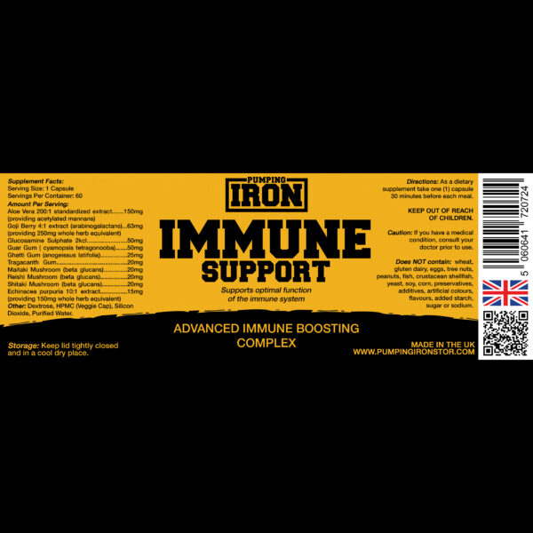 Pumping Iron Immune Support Complex - Nutritional Label