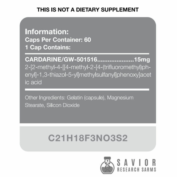 Savior Research Cardarine (GW-501516) - 15mg x 60 Label